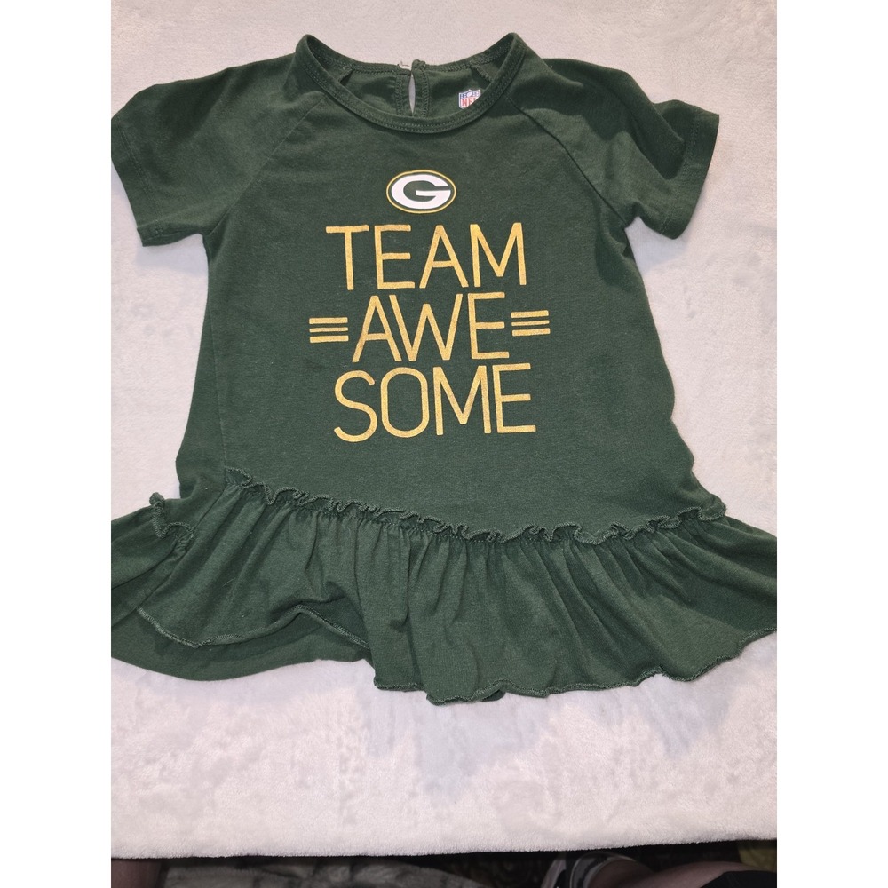 Green Bay Packers Girl's Size 3 Months Cheer Shirt NFL Green and Yellow